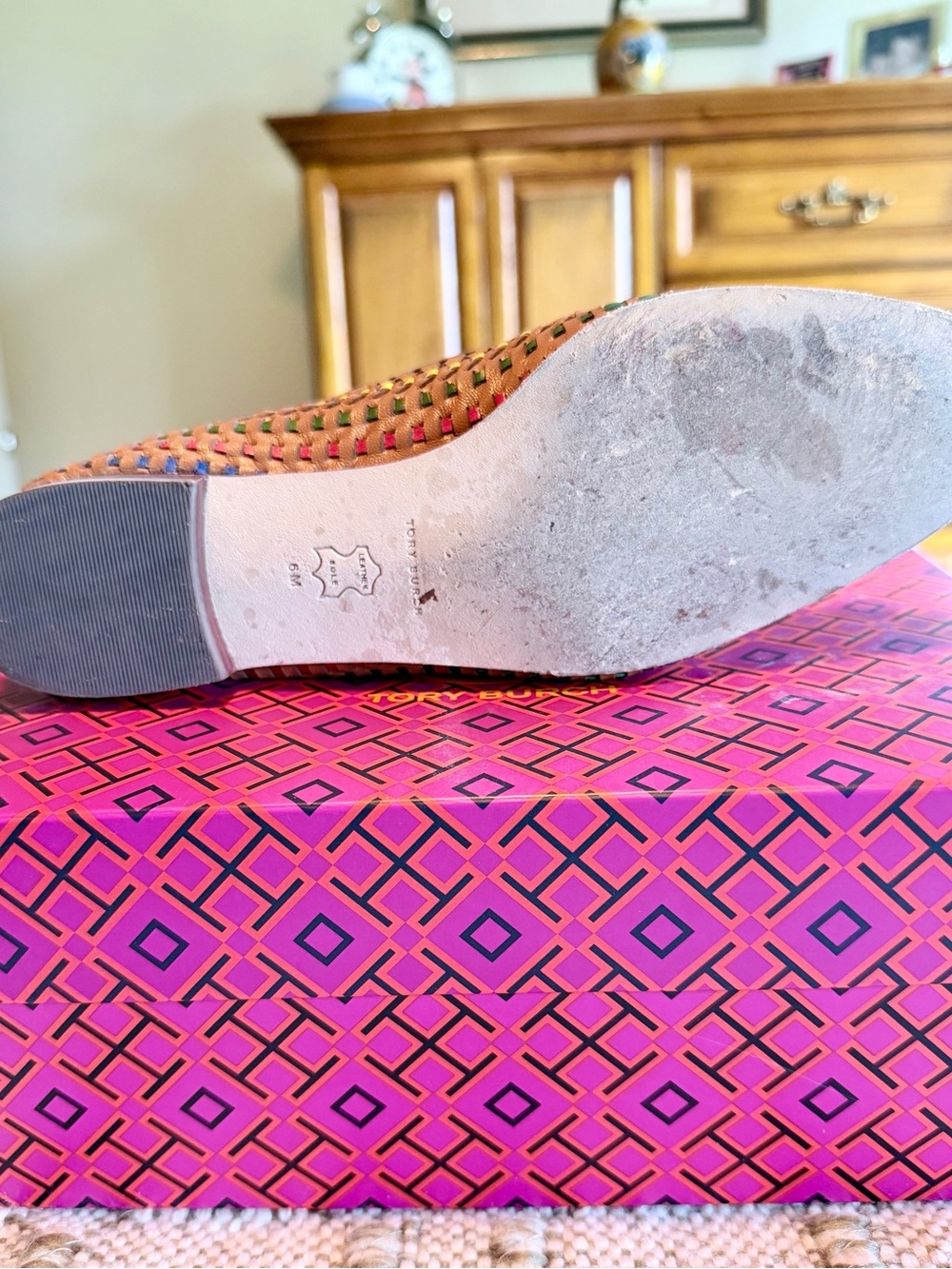Tory Burch Woven Multicolor Leather Women’s Loafer - Picture 7 of 8